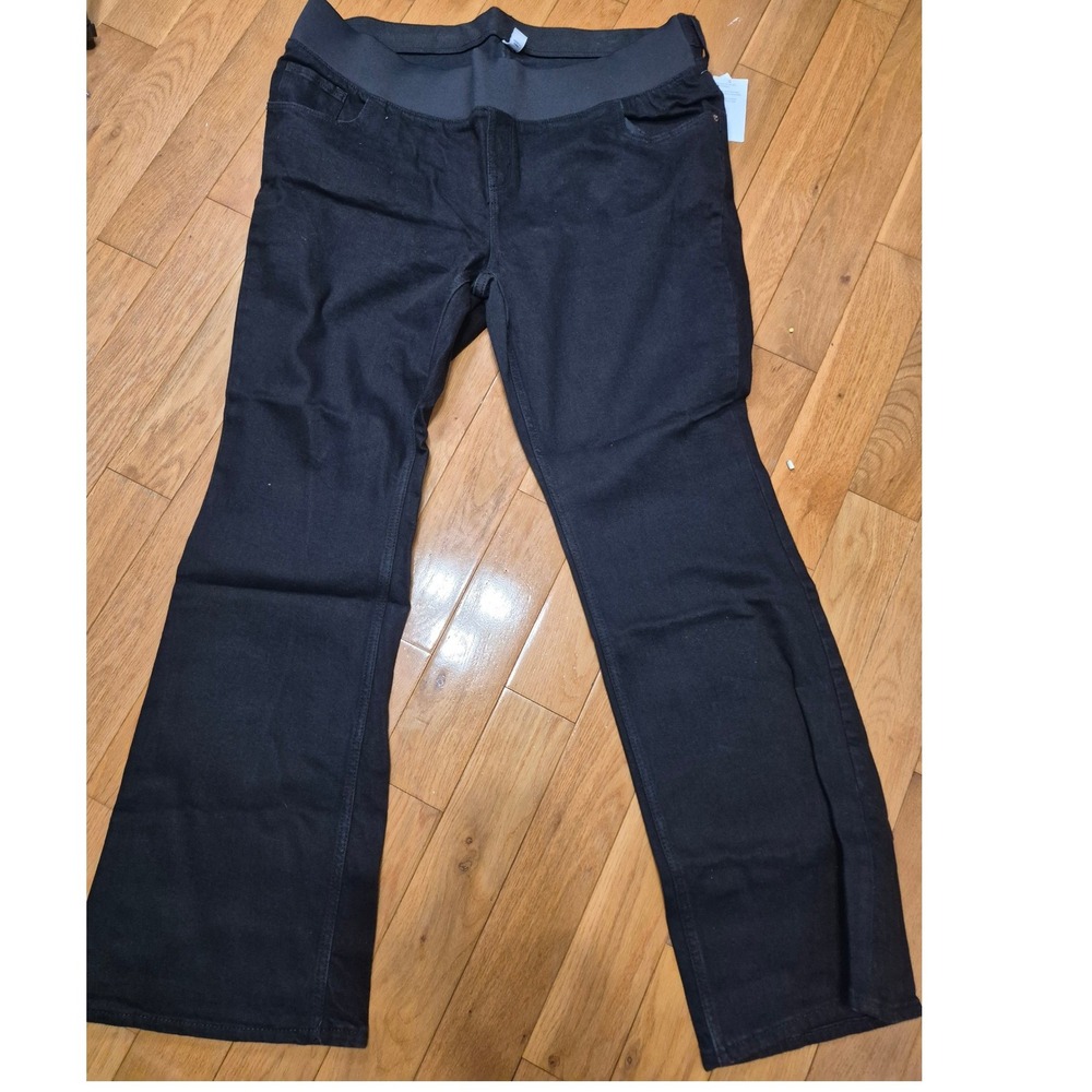 Old Navy Maternity Flare Jeans Black Front Low Panel 20 Long NWT